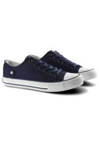 Big-Star - Granatowe Trampki Big Star Damskie Modne Obuwie. Okazja: na co dzień, do pracy, na spacer. Zapięcie: pasek. Kolor: niebieski. Materiał: guma, jeans, materiał. Szerokość cholewki: normalna. Styl: sportowy, klasyczny, casual #7