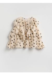 Reserved - Bluzka w groszki - złamana biel. Materiał: tkanina. Wzór: grochy #1