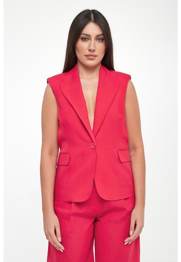 Twinset Milano - Kamizelka damska lniana TWINSET ACTITUDE. Materiał: len