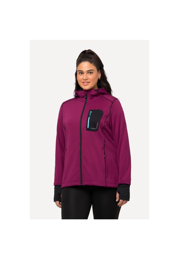 ULLA POPKEN - Damskie Bluza HYPRAR odblaskowy nadruk kaptur otwór na kciuk. Kolekcja: plus size. Kolor: fioletowy, różowy, wielokolorowy. Materiał: materiał, poliester, elastan. Wzór: nadruk