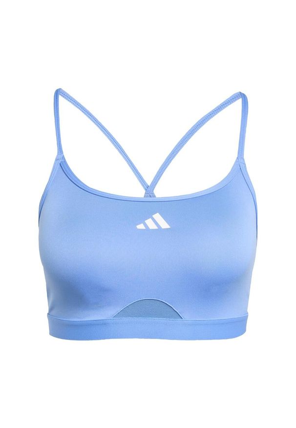Adidas - Biustonosz Aeroreact Training 3-Stripes. Kolor: niebieski. Materiał: materiał