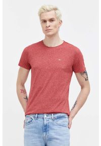 Tommy Jeans t-shirt męski kolor bordowy melanżowy. Kolor: czerwony. Materiał: bawełna, dzianina. Wzór: melanż. Styl: klasyczny #5