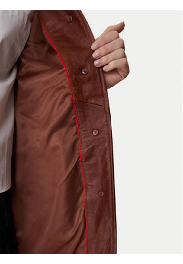 MAX&Co. Płaszcz przejściowy Doppia 2616471021200 Brązowy Regular Fit. Kolor: brązowy. Materiał: skóra