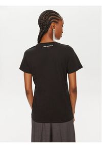 Karl Lagerfeld - KARL LAGERFELD T-Shirt Essential 245W1714 Czarny Regular Fit. Typ kołnierza: dekolt w karo. Kolor: czarny. Materiał: bawełna