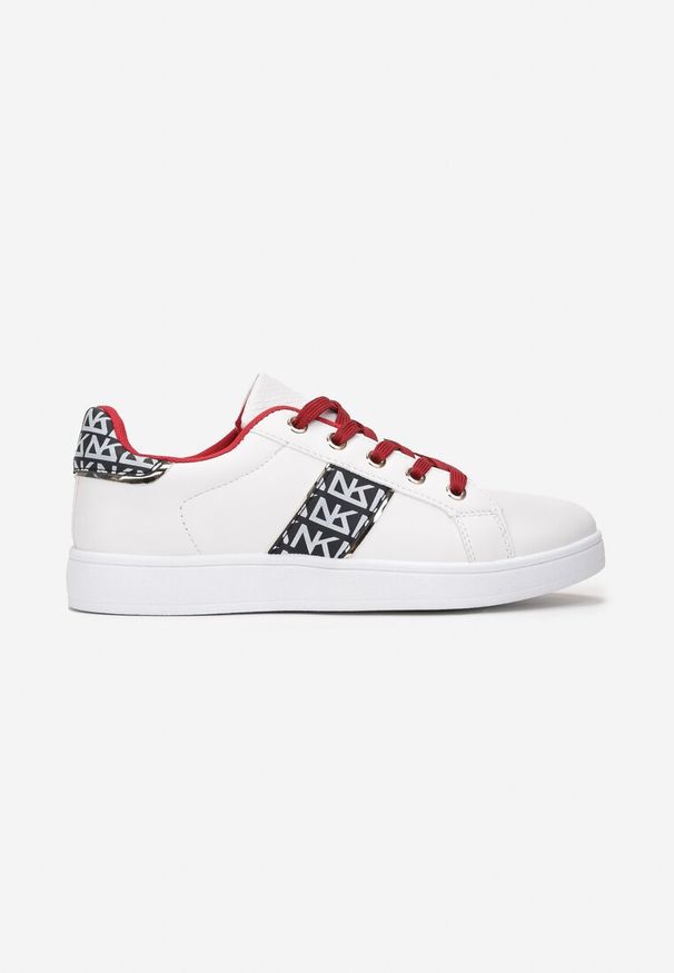 Born2be - Biało-Czerwone Sneakersy z Wstawkami Dyvana. Kolor: biały