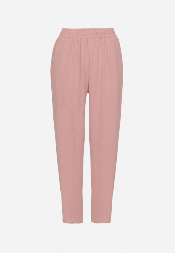 Born2be - Różowe Szerokie Spodnie z Bawełną i Wysokim Stanem Neorenna. Okazja: na co dzień. Stan: podwyższony. Kolor: różowy. Materiał: bawełna. Styl: casual