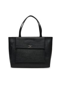 Calvin Klein Torebka Ck Medium Shopper_Tex K60K613178 Czarny. Kolor: czarny. Materiał: skórzane