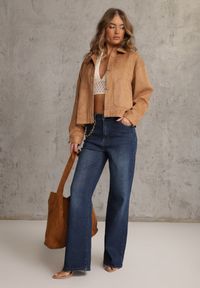 Renee - Niebieskie Jeansy Wide Leg Regular Waist z Bawełną i Domieszką Wiskozy Petocea. Kolor: niebieski #3