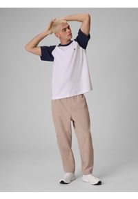 4f - 4F T-shirt loose z nadrukiem męski - granatowy S. Okazja: na co dzień, do pracy, na spacer. Kolor: niebieski. Materiał: bawełna, materiał, dzianina. Długość rękawa: raglanowy rękaw. Wzór: nadruk. Styl: casual #2