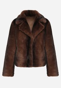 Born2be - Brązowa Jednorzędowa Kurtka Futerko o Krótkim Kroju Lonella. Okazja: na spacer, na co dzień, na sylwestra. Kolor: brązowy. Materiał: futro. Długość: krótkie. Styl: elegancki, casual #3