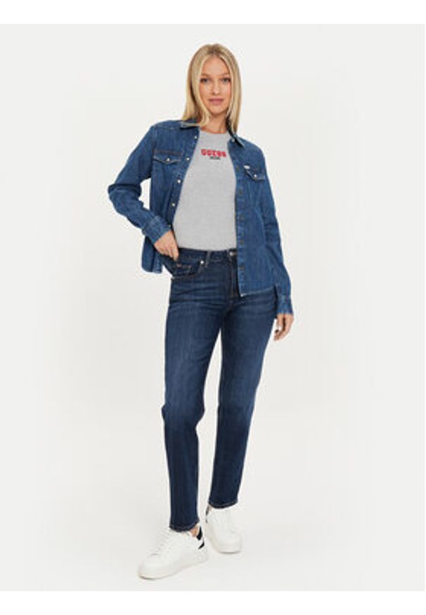 Guess Jeans Koszula jeansowa W4YH35 D5EI3 Granatowy Classic Fit. Kolor: niebieski. Materiał: bawełna