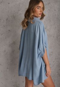 Renee - Jasnoniebieska Oversizowa Koszula z Wiskozą z Nietoperzowymi Rękawami 3/4 Cirithe. Okazja: na co dzień. Kolor: niebieski. Materiał: wiskoza. Styl: elegancki, casual #7