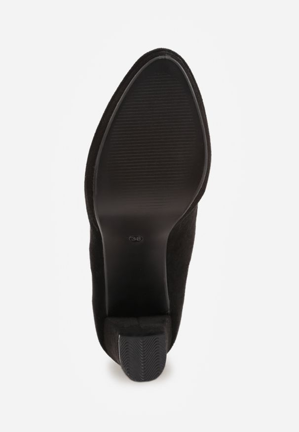 Renee - Czarne Czółenka Vices na Słupku ze Skórzaną Wkładką Linariah. Kolor: czarny. Materiał: skóra. Obcas: na słupku