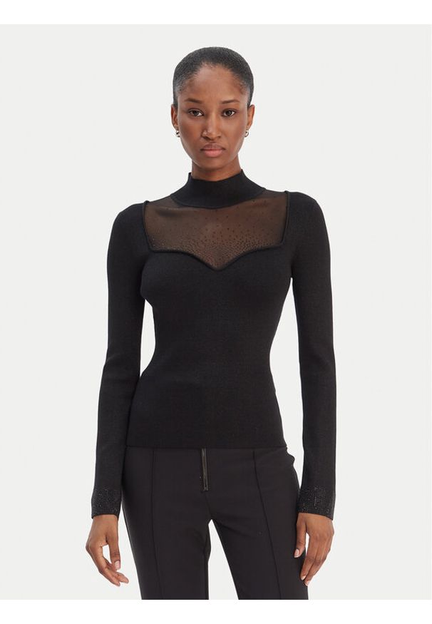 Guess Sweter W6RR45 Z4842 Czarny Regular Fit. Kolor: czarny. Materiał: syntetyk