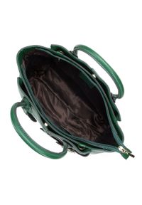 Wittchen - Torebka kuferek skórzana z ozdobną klamrą zielona. Kolor: zielony. Wzór: haft. Dodatki: z haftem. Materiał: skórzane. Styl: klasyczny #4