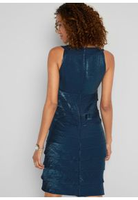 Sukienka z tafty z falbanami bonprix ciemnoniebieski. Kolor: niebieski. Materiał: materiał. Typ sukienki: ołówkowe #7