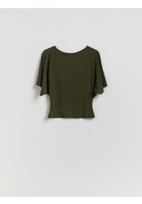 Reserved - Taliowana bluzka - jasny zielony. Kolor: zielony. Materiał: dzianina. Wzór: gładki #1