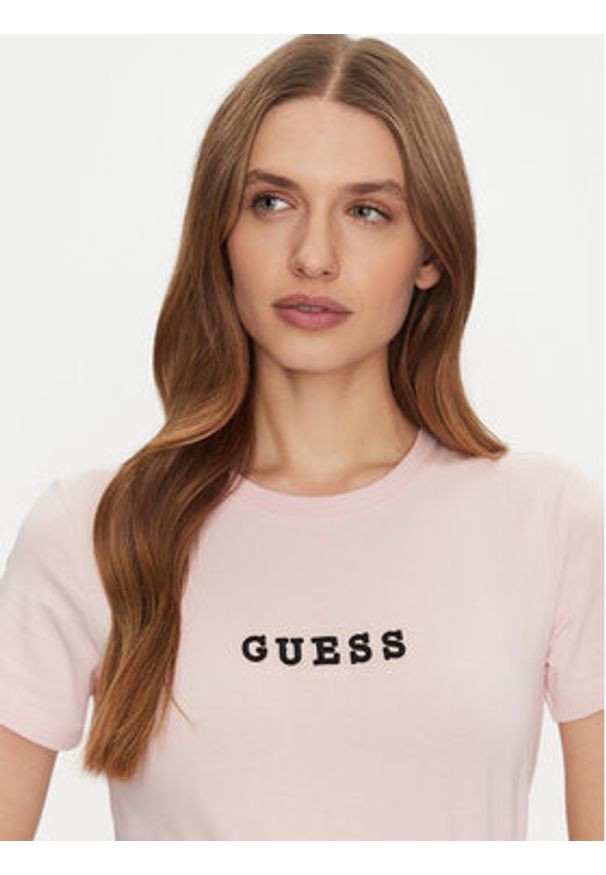 Guess Jeans T-Shirt W5RI54 J1314 Beżowy Regular Fit. Kolor: beżowy. Materiał: bawełna