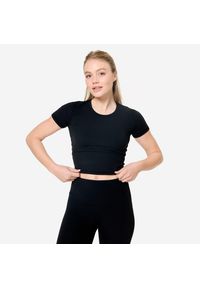 DOMYOS - Koszulka do jogi i pilatesu Breathe. Kolor: czarny. Materiał: elastan, poliamid, materiał. Sport: joga i pilates