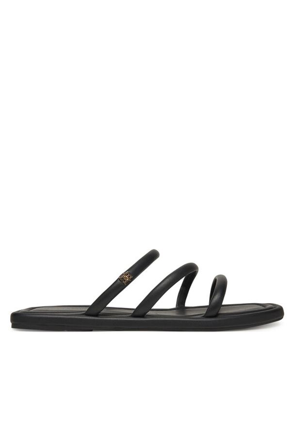 TOMMY HILFIGER - Tommy Hilfiger Klapki Strappy Leather Mule FW0FW08939 Czarny. Kolor: czarny. Materiał: skóra