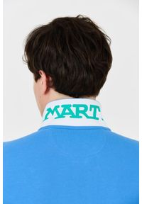 La Martina - LA MARTINA Niebieskie męskie polo z dużym logo, Rozmiar XXL. Typ kołnierza: polo. Kolor: niebieski #8