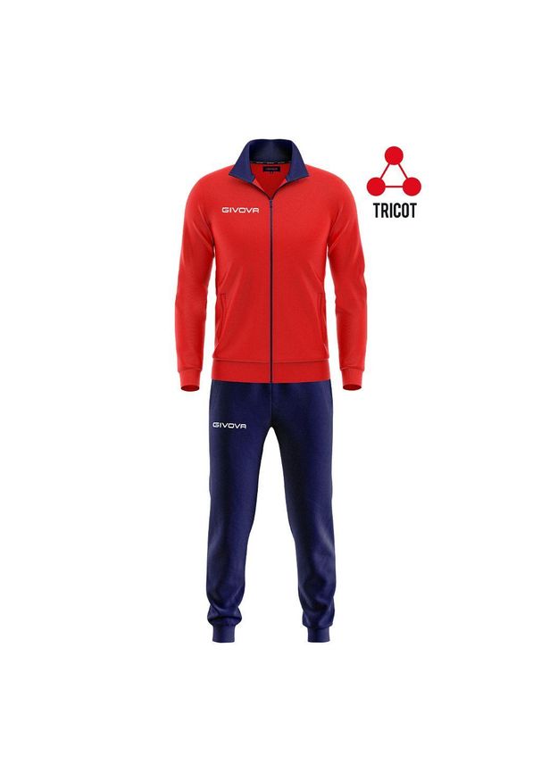 Dres Givova Torino z triacetatu 5XS (ok. 4 lata). Kolor: czerwony, niebieski, wielokolorowy. Materiał: dresówka. Sport: piłka nożna