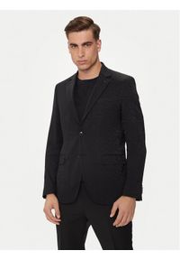 Karl Lagerfeld - KARL LAGERFELD Marynarka 155200-543003 Czarny Slim Fit. Typ kołnierza: dekolt w karo. Kolor: czarny. Materiał: syntetyk