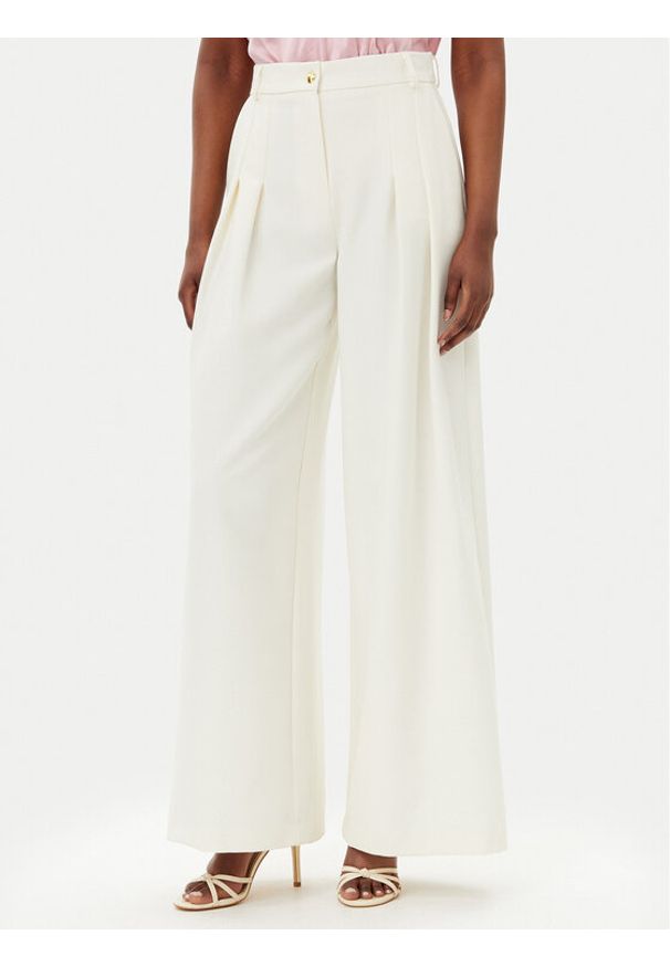 Maryley Spodnie materiałowe 25EB579/43VA Écru Regular Fit. Materiał: syntetyk