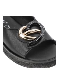 Sandały damskie S.Barski, cholewka ze skóry naturalnej licowej pasek wokół pięty z regulacją na klamrę, czarne, KV61-6047. Zapięcie: klamry. Kolor: czarny. Materiał: skóra #6