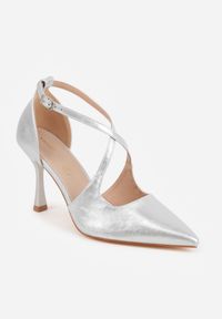 Renee - Srebrne Szpilki VICES ze Skrzyżowanymi Paseczkami i Wkładką ze Skóry Naturalnej Dalimara. Kolor: srebrny. Materiał: skóra. Obcas: na szpilce. Styl: elegancki #7