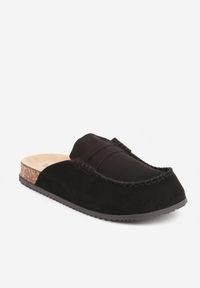Renee - Czarne Klapki Mule na Podeszwie z Korka z Ozdobnymi Przeszyciami Chionessa. Okazja: na co dzień. Kolor: czarny. Styl: casual, retro #8