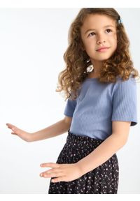 Sinsay - Koszulka z prążkowanej dzianiny - szary. Kolor: szary. Materiał: prążkowany, dzianina