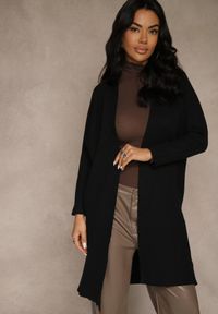 Renee - Czarny Niezapinany Casualowy Kardigan Felltusa. Okazja: na co dzień. Kolor: czarny. Materiał: jeans. Styl: casual #1