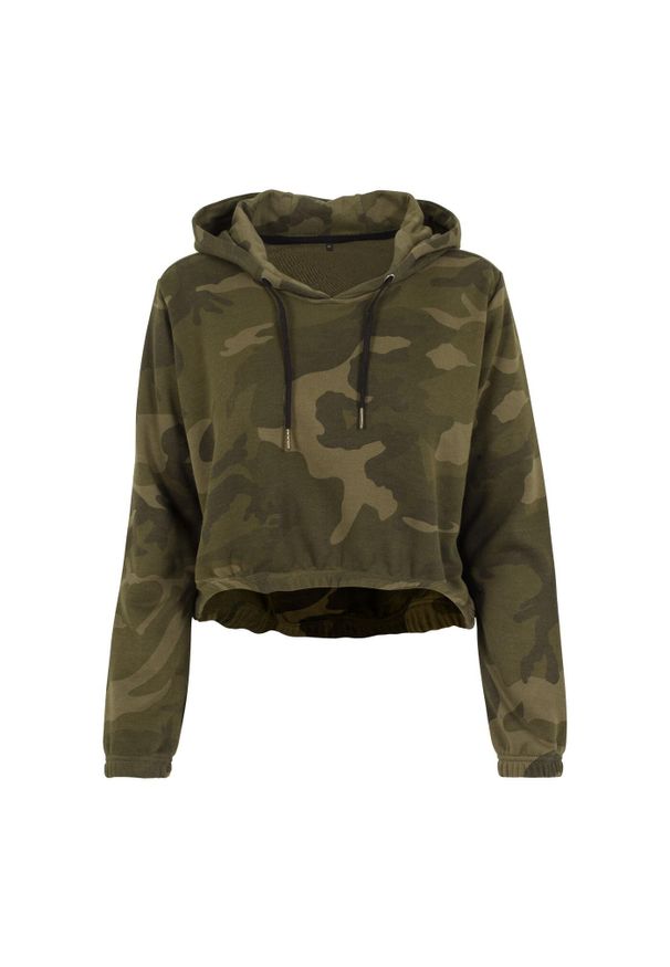 BUILD YOUR BRAND - Damska Bluza Z Kapturem Camo. Typ kołnierza: kaptur. Kolor: zielony