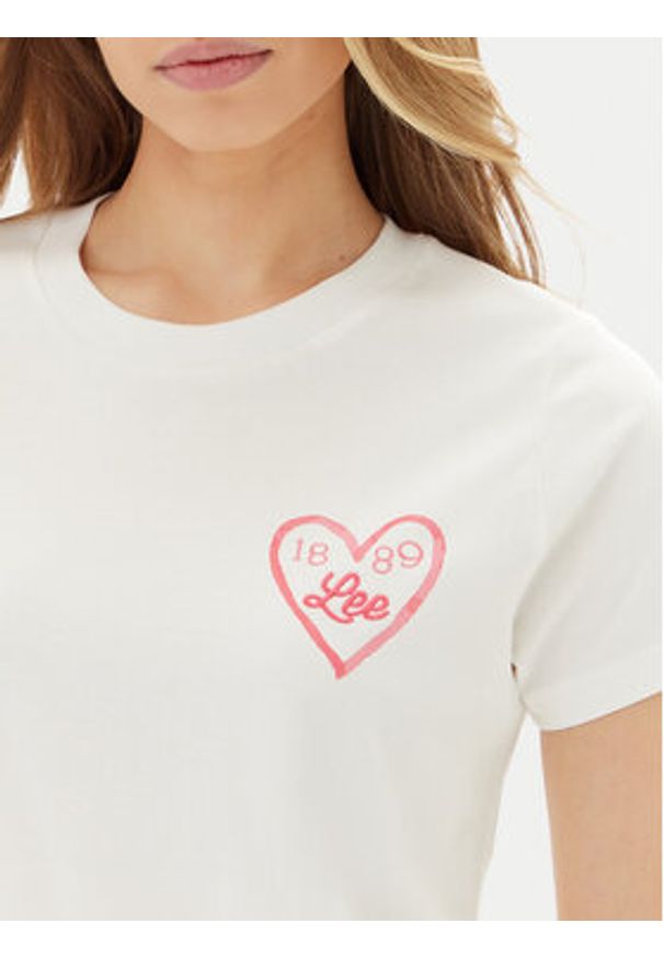 Lee T-Shirt Small Logo 112363635 Biały Regular Fit. Kolor: biały. Materiał: bawełna