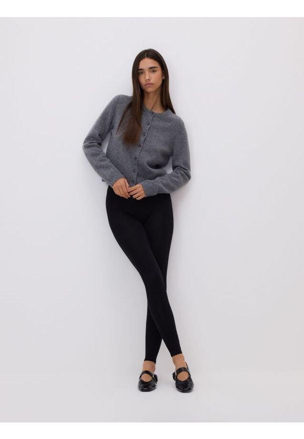 Reserved - Bawełniane legginsy - czarny. Kolor: czarny. Materiał: bawełna