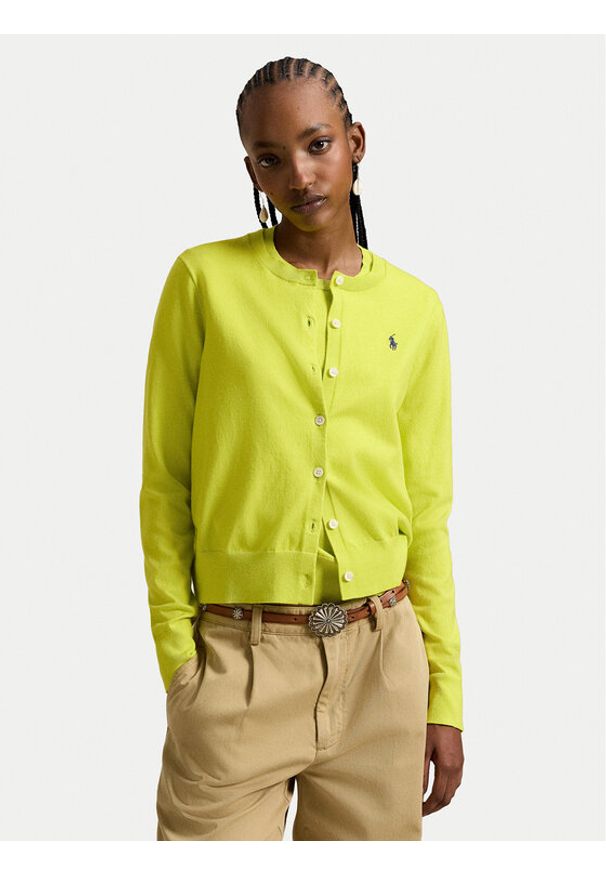 Polo Ralph Lauren Kardigan 211971871502 Zielony Slim Fit. Typ kołnierza: polo. Kolor: zielony. Materiał: bawełna