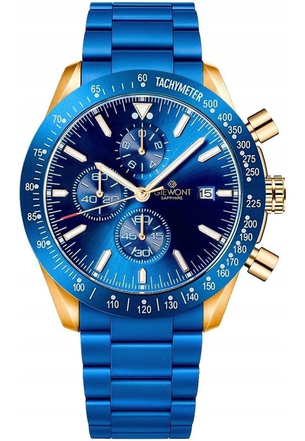 Zegarek Giewont Zegarek Męski Chronograph Sapphire Niebiesko Miedziany GW8720-B5. Kolor: niebieski, wielokolorowy, brązowy