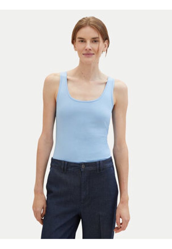 Tom Tailor Top 1040552 Błękitny Regular Fit. Kolor: niebieski. Materiał: bawełna