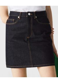 Lacoste - LACOSTE - Jeansowa spódnica mini. Kolor: czarny. Materiał: jeans. Wzór: aplikacja