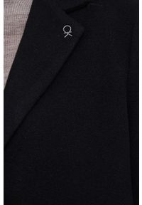 Calvin Klein Płaszcz wełniany kolor czarny przejściowy. Okazja: na co dzień. Kolor: czarny. Materiał: wełna. Wzór: gładki. Styl: klasyczny, casual #2