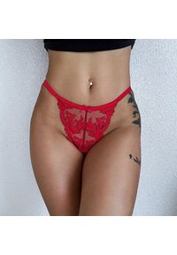 Intica - Stringi koronkowe trójkątne na każdą okazję Eladia. Kolor: czerwony. Materiał: koronka. Wzór: koronka #3