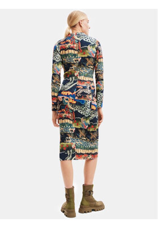 Desigual Sukienka codzienna 23WWVF15 Kolorowy Slim Fit. Okazja: na co dzień. Materiał: bawełna. Wzór: kolorowy. Typ sukienki: proste. Styl: casual