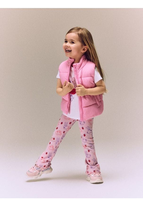 Reserved - Spodnie flare Świnka Peppa - lawendowy. Kolor: fioletowy. Materiał: bawełna