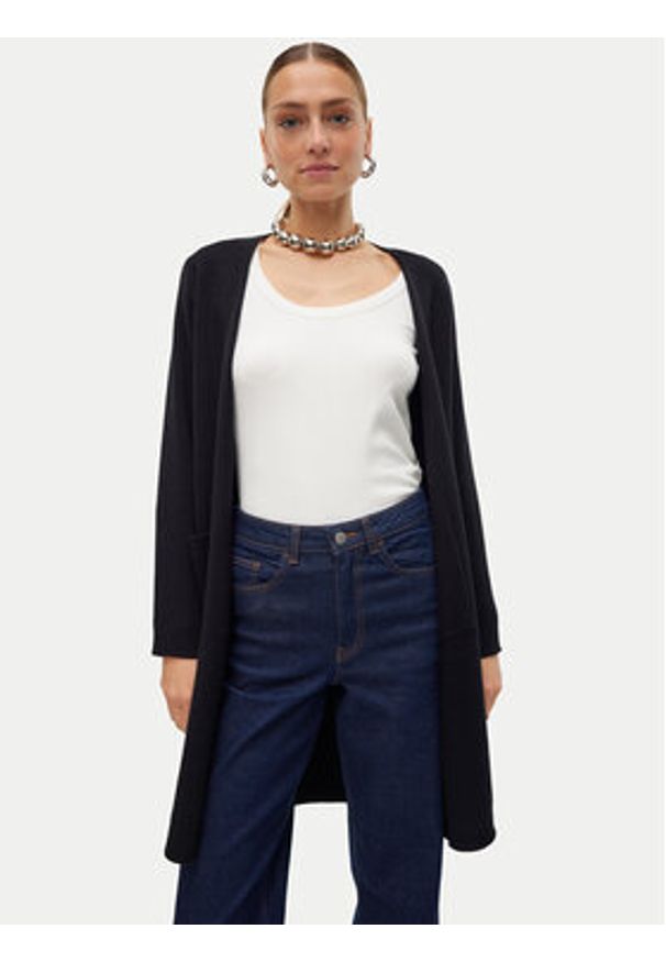 Vero Moda Kardigan Vmsaba 10309316 Czarny Regular Fit. Kolor: czarny. Materiał: wiskoza