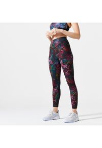 DOMYOS - Legginsy fitness damskie Domyos. Kolor: wielokolorowy. Materiał: poliester, elastan, poliamid, materiał. Sport: fitness #1