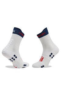 Compressport Skarpety wysokie unisex Pro Racing V4.0 Run High XU00046B Biały. Kolor: biały. Materiał: syntetyk. Sport: bieganie