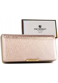 Beżowy portfel damski ze skóry ekologicznej zamykany na zatrzask i suwak PTN 005-NF8 Peterson. Kolor: beżowy. Materiał: skóra ekologiczna #1