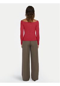 only - ONLY Bluzka Glamour 15339763 Czerwony Slim Fit. Kolor: czerwony. Materiał: syntetyk. Styl: glamour #3
