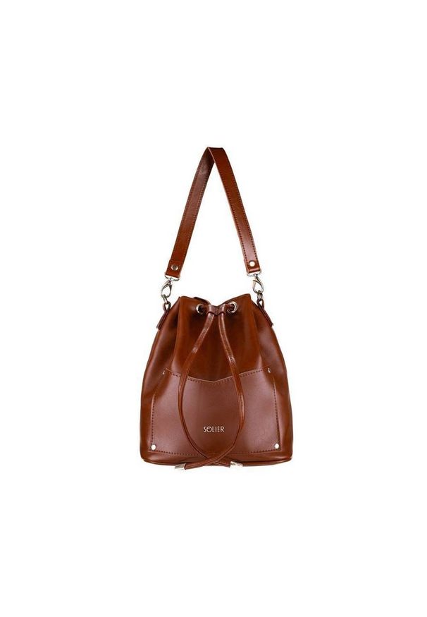Listonoszka brązowa Solier FL19 VINTAGE BROWN. Kolor: brązowy. Wzór: paski. Materiał: skórzane. Styl: vintage